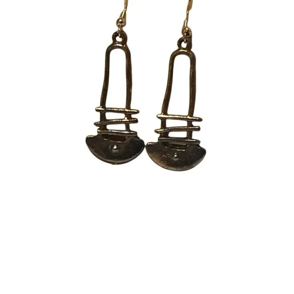 Abstract Silver Drop Earrings - Picture 4 of 6